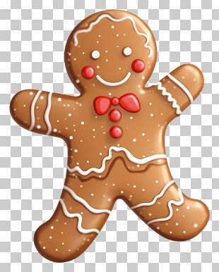 Gingerbread Man - Cheerful Gingerbread Man Cookie For Christmas PNG
