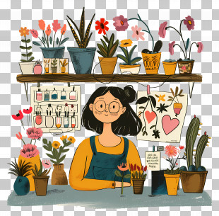 Modern Flower Shop - Woman In Flower Shop PNG