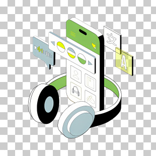 Smartphone - Smartphone And Headphones With App Interface PNG