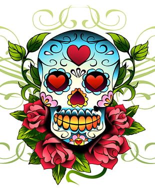 Calavera Skull Flower Day Of The Dead PNG, Clipart, Art, Bone ...