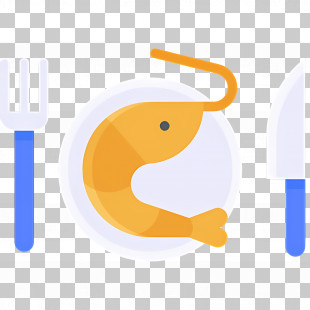 Shrimp Plate - Yellow Shrimp On Plate With Cutlery PNG