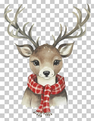 Deer - Deer With Red Scarf PNG
