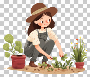 Tend To Garden - Woman Engaged In Gardening Activity PNG