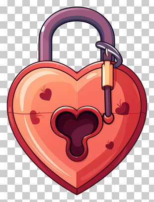 Key - Romantic Heart-Shaped Padlock Design PNG