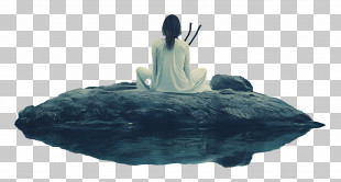 Serenity - Person Meditating On Rock PNG