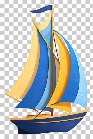 Sail Boat - Colorful Sailboat Illustration PNG