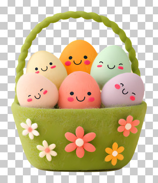 Cute Easter Egg Basket PNG