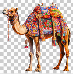Pushkar Camel Fair - Decorated Camel With Colorful Accessories PNG