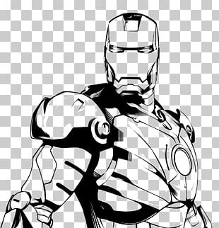 Iron Man Black And White Drawing Line Art PNG