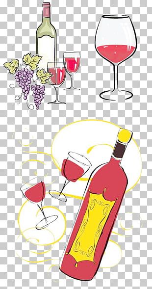 Red Wine Wine Glass Bottle PNG