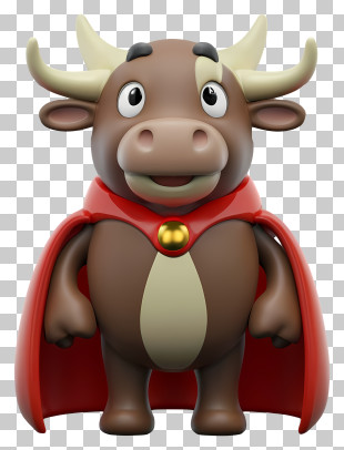 Brown Cow - Superhero Bull Cartoon Character PNG