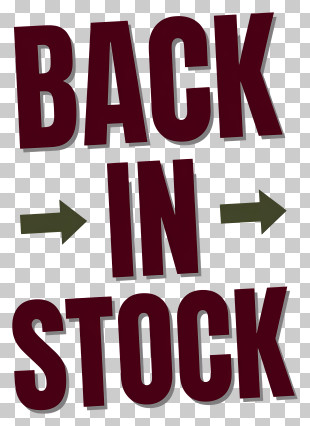 Burgundy 'BACK IN STOCK' Banner PNG