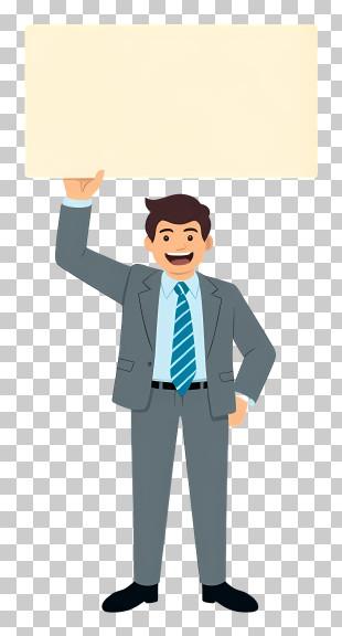 Businessman Holding Blank Placard - Businessman Holding A Sign PNG