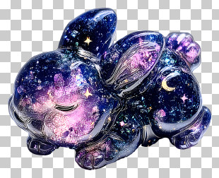 Purple Crystal Art - Galaxy Sleeping Bunny Figurine PNG