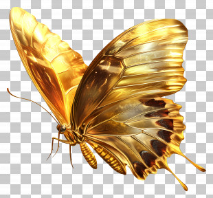 Gold Butterfly - Golden Butterfly Insect PNG