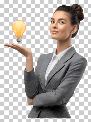 Businesswoman Giving Idea - Businesswoman Holding A Lightbulb PNG