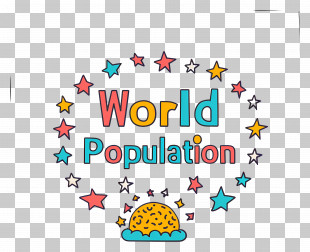 World Population Day - World Population Text With Stars PNG