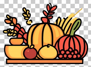 Thanksgiving Border - Autumn Harvest With Pumpkins And Fruits PNG