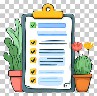 Monthly Bills - Checklist With Cacti Illustration PNG