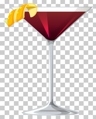 Red Wine - Cocktail In Glass With Lemon Peel Garnish PNG