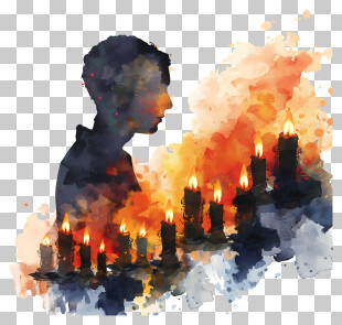 Yom Hashoah - Silhouette With Burning Candles PNG