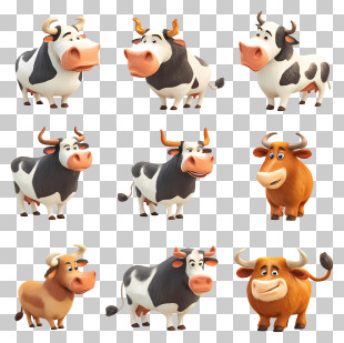 Crazy Cattle - Cartoon Cows PNG