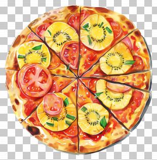 Hawaiian Pizza - Creative Kiwi And Tomato Pizza Illustration PNG