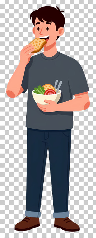 Man Eating From A Bowl PNG