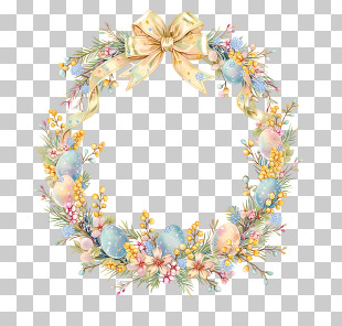 Pastel Easter Egg Wreath PNG
