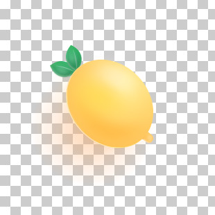Icon - Yellow Lemon With Green Leaves Illustration PNG