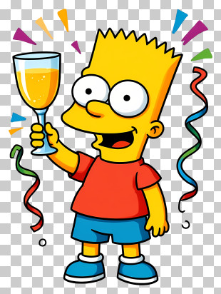 Bart Simpson - Yellow Boy Celebrating PNG