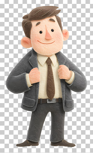 Confident Businessman Adjusting Jacket PNG