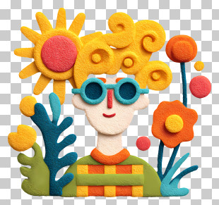 Summer Vibe - Colorful Cartoon Character PNG