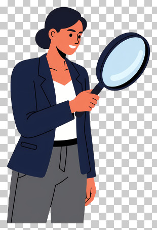 Woman With Magnifying Glass PNG